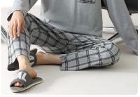 Pijamas con estampado a rayas para hombre, ropa de dormir de algodón peinado con cuello redondo, talla grande, a la moda, Y2k, otoño e invierno, 2024 - details 86