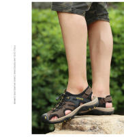Sandalias de marca de verano para hombre, zapatillas de cuero genuino para hombre, sandalias de gladiador para playa para hombre, zapatos suaves y cómodos para caminar al aire libre - details 21