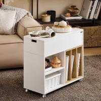 Mesa Auxiliar con 2 Estantes Consola Mesita de Noche con Ruedas Mesa Blanca Mesita 70 x 35 x 60 cm FBT34-W ES - details 71
