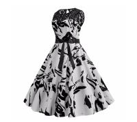 Lace patchwork summer women a line elegant vintage party dress with belt - details 91