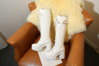 Botas altas de tacón grueso, plataforma impermeable para mujer, tacones altos, botas largas, con cordones, talla grande - details 13