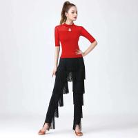 Top mujeres latinas, entrenamiento básico TRE para niñas, trajes de salón, baile de samba, tango, flamenco, camiseta de práctica de baile, 2024 - details 4