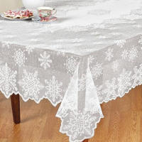 Mantel de Encaje Blanco con Patrón de Copos de Nieve Ideal para Bodas, Comedor, Decoración de Fiesta Navideña en Casa - details 2