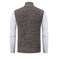 Suéter sin mangas de punto para hombre, cárdigan de terciopelo de lana con cremallera, jerséis de cuello alto, Chaleco de punto - details 3