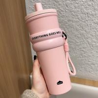Botella térmica creativa de acero inoxidable 304 con pajita, taza de bebida fría a la moda de 710ml, termo portátil a prueba de fugas para oficina - details 8