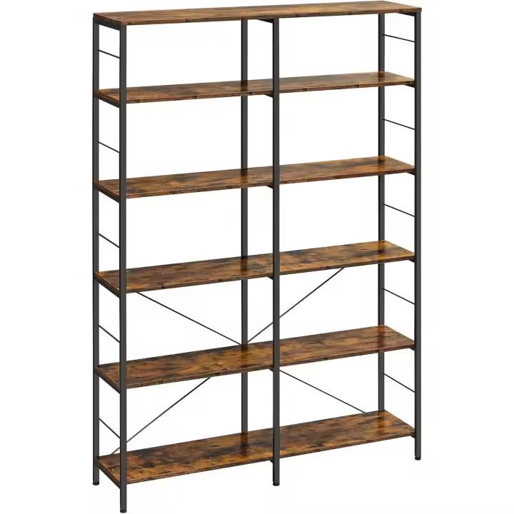 Estante de Libros de 6 Niveles Diseño Industrial para Sala de Estar, Estudio, Balcón, Cocina - 1