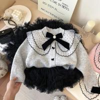 Suéter para niñas 2025 Otoño Invierno suéter de punto coreano para niña cárdigan con lazo abrigo - details 12