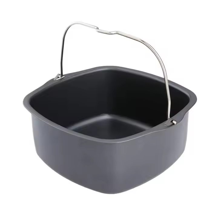 Cesta cuadrada de acero al carbono para hornear pasteles, antiadherente con mango, forro para freidora de aire de 7/8 pulgadas, accesorios de cocina - 1