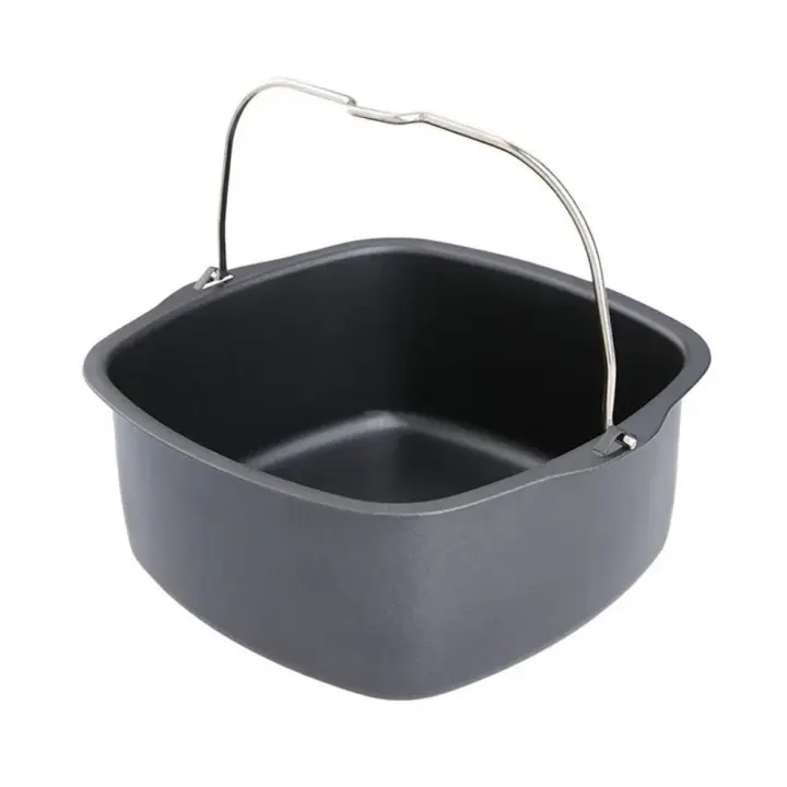 Cesta cuadrada de acero al carbono para hornear pasteles, antiadherente con mango, forro para freidora de aire de 7/8 pulgadas, accesorios de cocina - 1