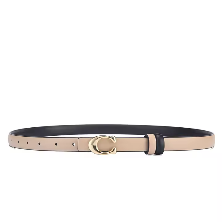 Cinturón delgado con hebilla en forma de C para mujer, cinturón de mezclilla de doble cara desmontable, cuero PU de alta calidad, marca de diseñador de lujo - 1