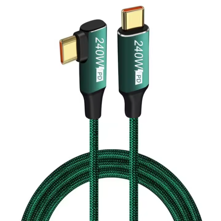 Línea de carga de un solo cabezal de 240w, carga rápida, ángulo de 90 grados, Cable de carga macho a macho, Cable USB C, Cable de datos - 1