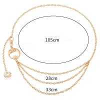 Cinturón de Metal para mujer, cadena fina de oro y plata, estilo Punk, Hip Hop, sol, luna y estrella - details 1