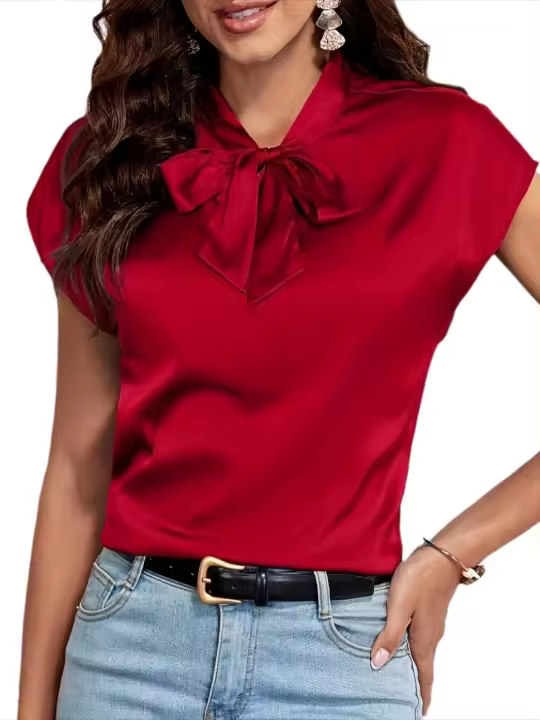 Camisa Elegante para Mujer Manga Corta, Estilo Coreano Popular, Nueva Colección 2024 S Top de Moda para Mujer - 1