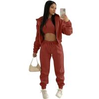 Conjunto de ropa de mujer de 3 piezas, suéter con capucha con forro polar, camiseta sin mangas y pantalones deportivos - details 11