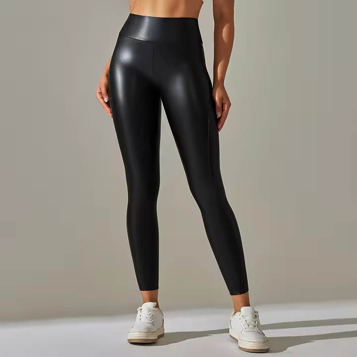 Nessaj-mallas de cuero Pu para mujer, pantalón adelgazante sexy, medias de cintura alta - 1