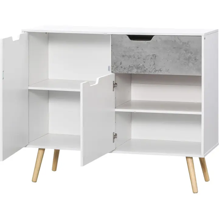Buffet 2 Puertas 1 Cajón Almacenaje Estudio Dormitorio Estilo Morno 98x39x815 cm Blanco - 1