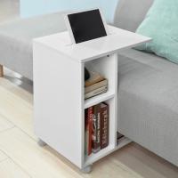 Mesa Auxiliar con 2 Estantes Consola Mesita de Noche con Ruedas Mesa Blanca Mesita 70 x 35 x 60 cm FBT34-W ES - details 12