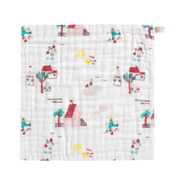 Toalla De Algodón Gauz Para Bebé Six-Layer Alta Densidad Suave Y Absorbente Conjunto De Toallas Cuadradas Impresión Jacquard Para Hombres - 1