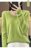 2024 100% Merino pura lana con cuello en V Otoño e Invierno suéter nuevo suéter de cachemira de las mujeres Casual de punto Top DMR201 - details 13
