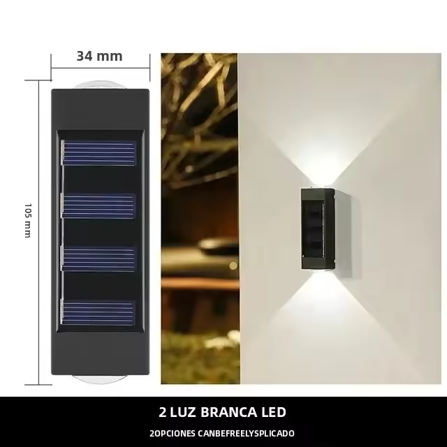 Famgem Lámpara Solar Exterior 12 LED Impermeable Para Decoración De Jardín Y Balaustrada Luz De Pared Iluminación Decorativa - 1