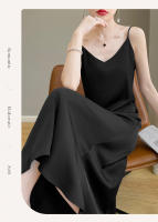 Elegante Vestido de Seda Satinada de Estilo Francés Vestido Largo 2025 con Cuello en V y Fondo de Rodilla - details 18
