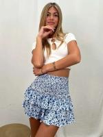 Ral plisado corto para mujer, falda Vintage de cintura alta con volantes, vestido bohemio de vacaciones para mujer - details 24