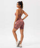 SHINBENE Pantalones Cortos de Deportista de Nylon Impresión Camo Cintura Alta Sin Costuras - details 0