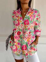 Camisas casuales de moda para mujer al aire libre, calle popular, patrón de flores HD, aumento de 2024 - details 2