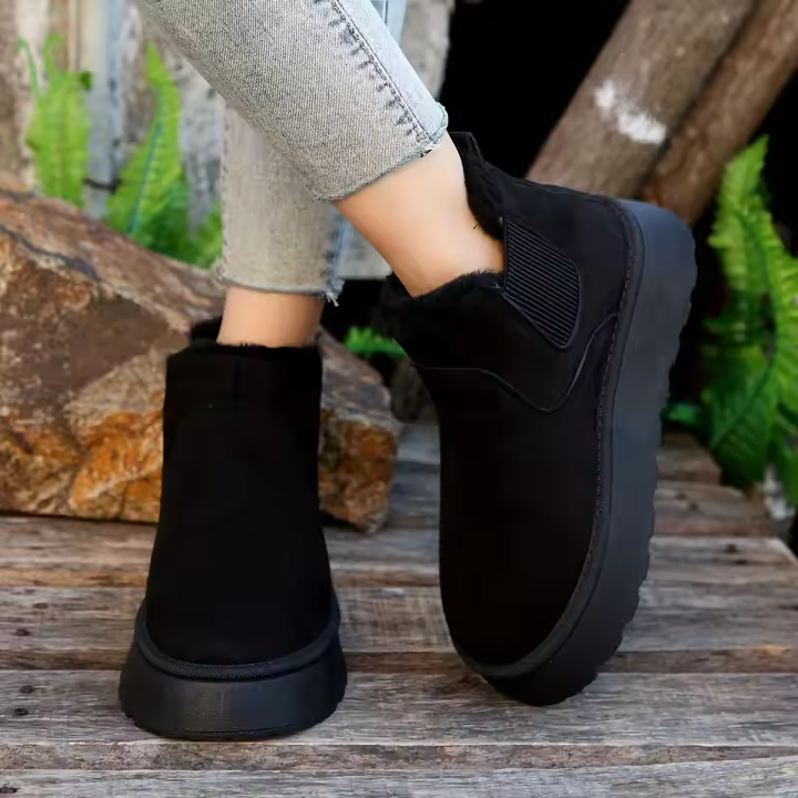 Botas de nieve planas para mujer de otoño invierno, Atos cómodos y cálidos al aire libre - 1