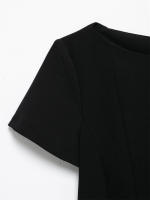 - Mini vestido acampanado para mujer, cuello barco, manga corta, ck, estilos femeninos, moda elegante - details 8