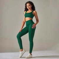 Conjunto de yoga acanalado sin costuras para mujer, ropa de gimnasio, sujetador con elevación, leggings, top de entrenamiento, chándal deportivo, 2 piezas - details 20