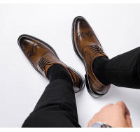 Caballero de cuero genuino tallado, zapatos de cuero para hombres, zapatos de vestir de negocios - details 15