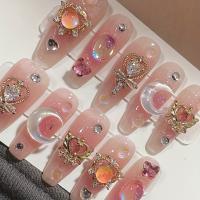10PCS Uñas Postizas De Presión Hechas a Mano Japonesas Todomatch Rosa Ultra Brillante Uñas Falsas De Medio Paso - details 6