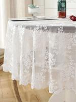 Mantel blanco ENCE, espejo redondo, estampado de vid floral, decoración de mesa de comedor de salón - details 1