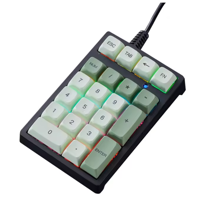 Apaido teclado numérico mecánico con cable de 21 teclas, interruptor azul con luces RGB, adecuado para finanzas, negocios, usuarios de portátiles Matcha - 1