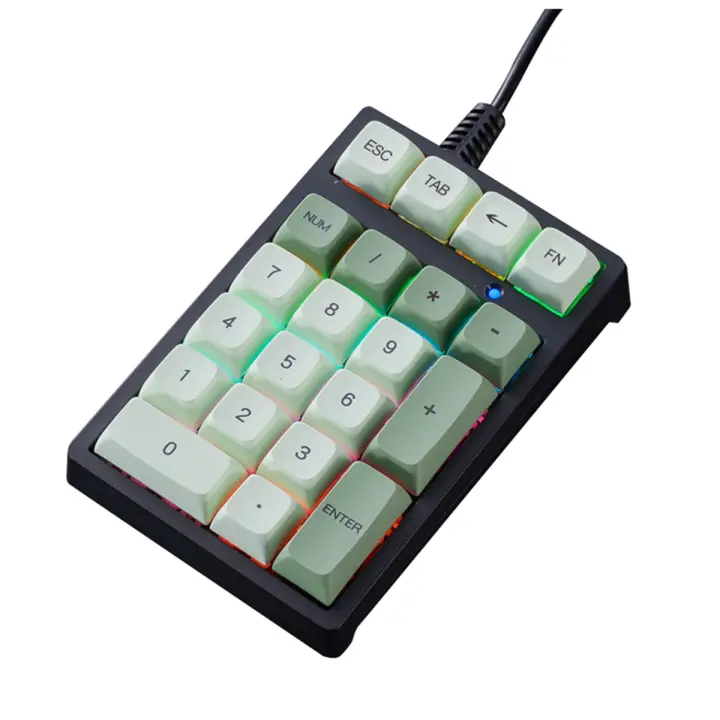 Apaido teclado numérico mecánico con cable de 21 teclas, interruptor azul con luces RGB, adecuado para finanzas, negocios, usuarios de portátiles Matcha - 1