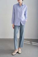 Camisa holgada informal de manga larga a rayas azules primavera y otoño, mujeres de moda, ropa de oficina para mujeres - details 8