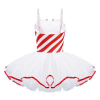 Vestido de baile de tutú de ballet a rayas de caña de caramelo para niños y niñas, disfraz de baile de patinaje artístico de Navidad para carnaval, fiesta temática de cosplay - details 2
