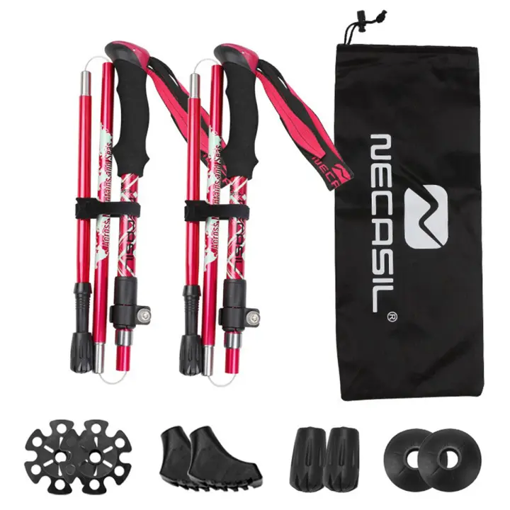 Bastones de Trekking para Senderismo, Bastones de Marcha Nórdica Plegables ajustables, 110-125cm - 1