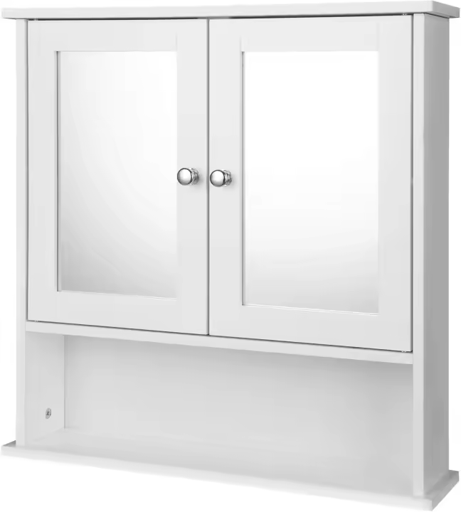 Espejo de Armario para Baño Cocina Mueble Colgante de Pared de Madera Tamaño 56 x 58 x 13 cm Gris - 1