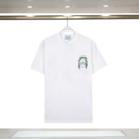 Camiseta Deportiva de Algodón Puro para Hombres Cuello Redondo, Estampado de Logotipo Delantero, Estilo Básico Casual para el Verano - details 0