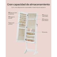 Armario para Joyas Bloqueable, Espejo de Longitud Completa, Montaje Sencillo, Superficie Blanca y Forro Beige - details 2