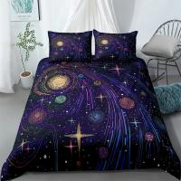 Juego de Ropa de Cama Espacial para Niños con Cubierta de Edredón de Estrellas de Universo Azul Tamaño Completo/Queen/King para Niños Niñas Adolescentes - details 19