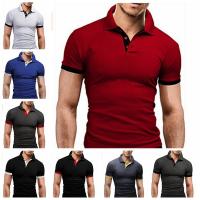 Polo de manga corta ajustado para hombre, camisa de cuello suave y sólido, trabajo, Golf, senderismo, informal, azul marino/blanco - details 1