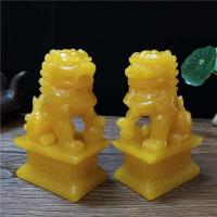 Figuras decorativas 2 uds estatuas doradas de Chiese Lios Feg Shui Ma-made Jade Stoe Buda Drago escultura estatua hogar - details 10
