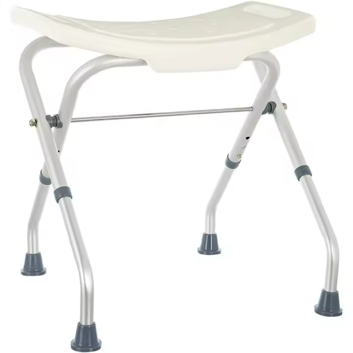 Silla de ducha o baño plegable con altura regulable y soporte adicional para personas mayores - 1