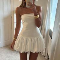 Vintage sin tirantes Mini verano fuera del hombro espalda descubierta Puff Bubble vestido cola fiesta noche vestidos cortos mujeres ropa de calle - details 1