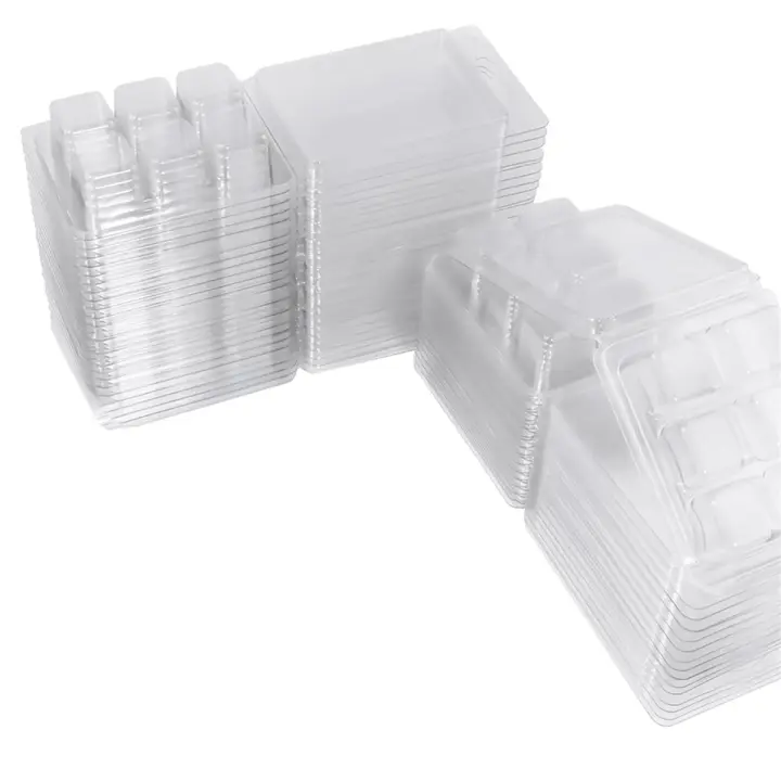 Paquete de 100 moldes para derretir cera, recipientes de plástico transparente para derretir cera, conchas para derretir cera para hacer velas caseras DIY - 1