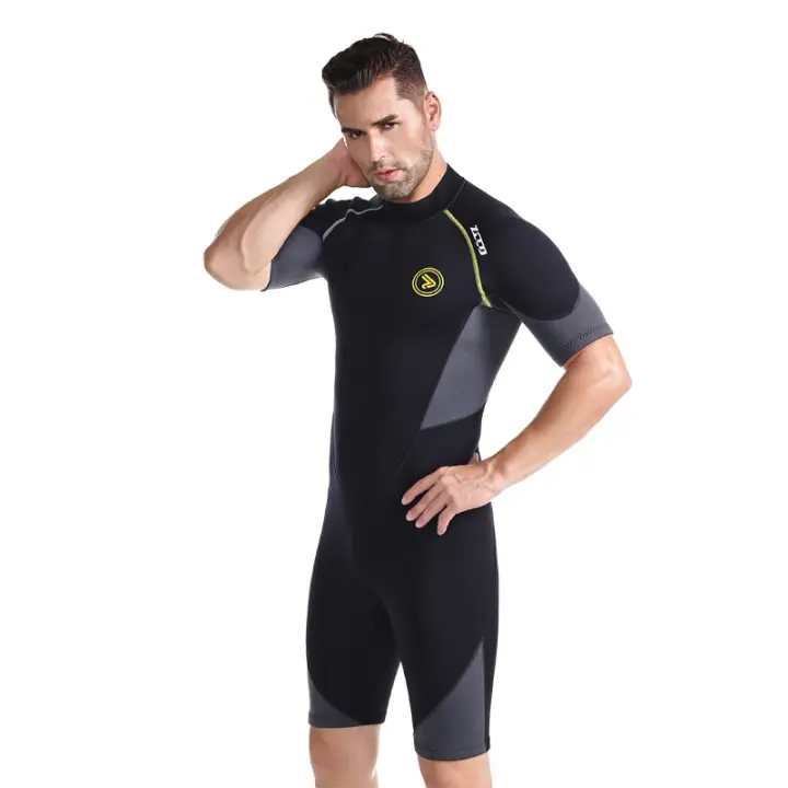 Traje de buceo de manga corta para hombre, 1,5mm, Negro + gris, L - 1