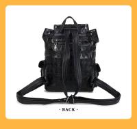 Mochila con relieve de calavera Punk para mujer, morral negro gótico con remaches de Halloween, mochila de viaje de nicho - details 4